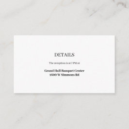 Moderne, minimale bruiloft - Versluitingskaart Informatiekaartje