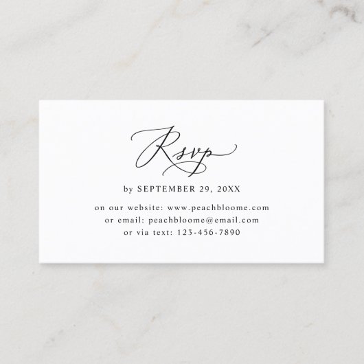 Moderne, minimale bruiloft website RSVP-kaarten Visitekaartje (Voorkant)