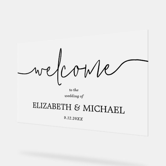 Moderne minimale bruiloft welkom acryl bord (Hoek)