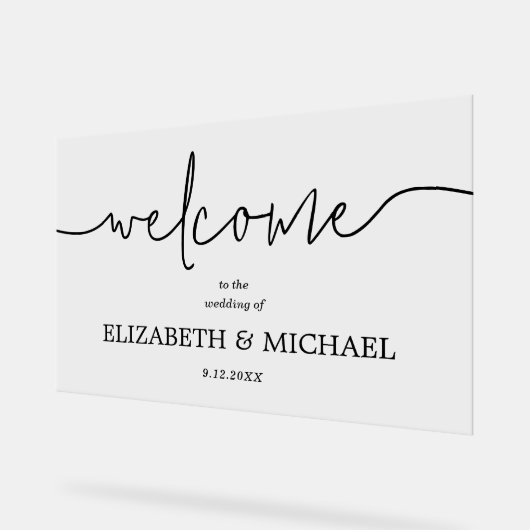 Moderne minimale bruiloft welkom acryl bord (Hoek)