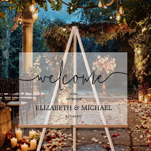 Moderne minimale bruiloft welkom acryl bord