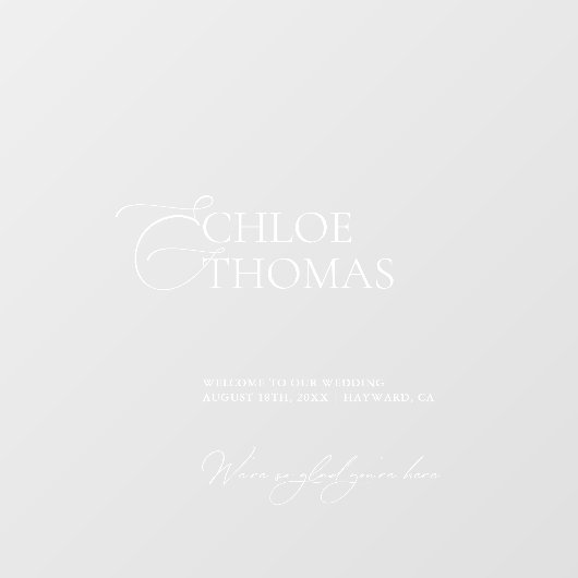 Moderne minimale bruiloft welkom teken venster kla raamsticker (Vel)