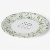 Moderne minimale bruiloftfeest in de olijfsector papieren bordje (Gekanteld)