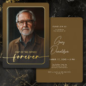 Moderne minimale bruine foto pensioen partij folie uitnodiging