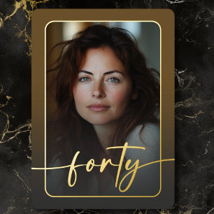 Moderne minimale bruine foto veertigste verjaardag folie uitnodiging