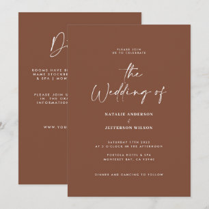 Moderne minimale bruine natuurlijke details QR bru Kaart