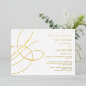 Moderne minimale brutale bruidbruinbruidbruiningen folie uitnodiging (Staand Voorkant)