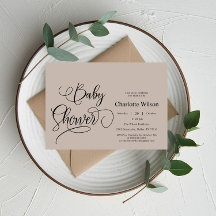 Moderne Minimale Calligrafie Baby Shower