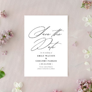 Moderne Minimale Calligrafie Black Wedding Save The Date