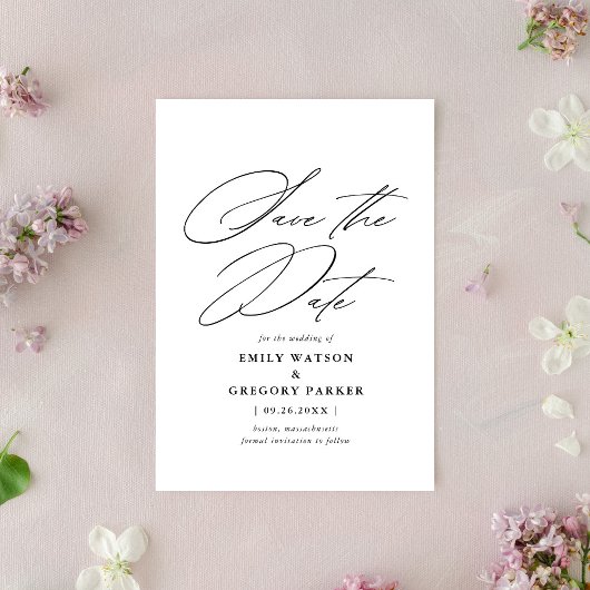 Moderne Minimale Calligrafie Black Wedding Save The Date