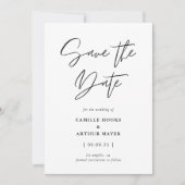 Moderne Minimale Calligrafie Foto Save The Date (Voorkant)