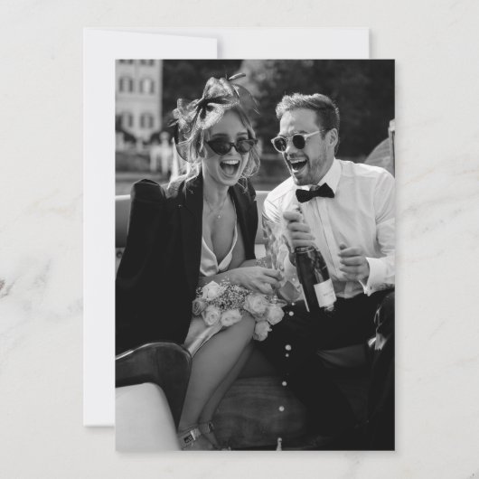 Moderne Minimale Calligrafie Foto Save The Date (Achterkant)