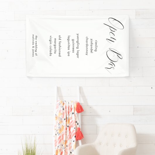Moderne Minimale Calligrafie Stof Bar Menu Bruilof Spandoek (Insitu)