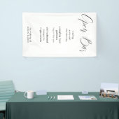 Moderne Minimale Calligrafie Stof Bar Menu Bruilof Spandoek (Beurs)