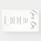 Moderne Minimale Calligrafie Stof Bar Menu Bruilof Spandoek (Horizontaal)