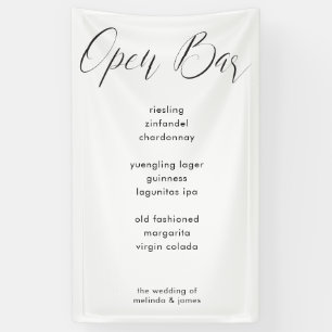 Moderne Minimale Calligrafie Stof Bar Menu Bruilof Spandoek