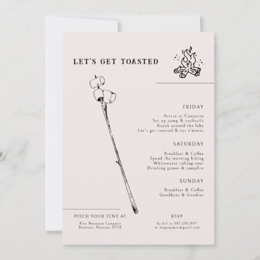 Moderne minimale campagne | Bachelorette Weekend Kaart (Achterkant)