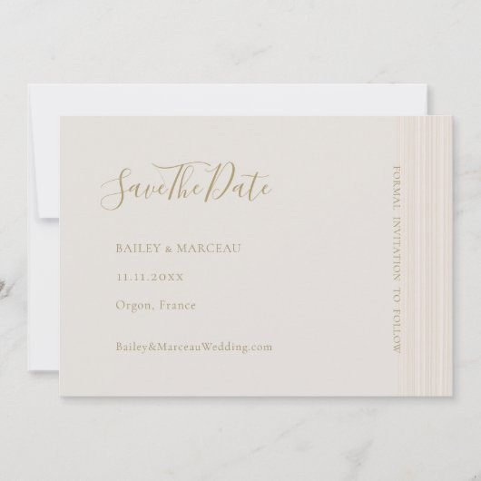 Moderne, minimale Champagne Gold redt de datum Kaart (Voorkant)