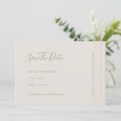 Moderne, minimale Champagne Gold redt de datum Kaart (Staand voorkant)