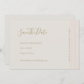 Moderne, minimale Champagne Gold redt de datum Kaart (Voorkant / Achterkant)