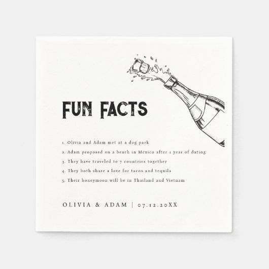 Moderne minimale Champagne Leuke Feiten Bruiloft Servet (Voorkant)