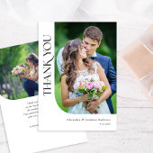 Moderne minimale chique 2 foto bruiloft bedankkaart