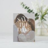 Moderne minimale chique foto bruiloft Save the Dat Aankondigingskaart (Staand voorkant)