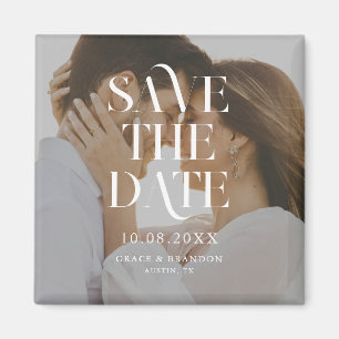 Moderne minimale chique foto bruiloft Save the Dat Magneet