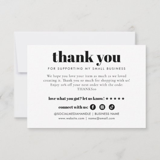 Moderne minimale chique inkooporder voor kleine be bedankkaart (Achterkant)