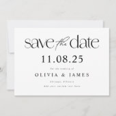 Moderne minimale chique niet-foto bruiloft save the date (Voorkant)