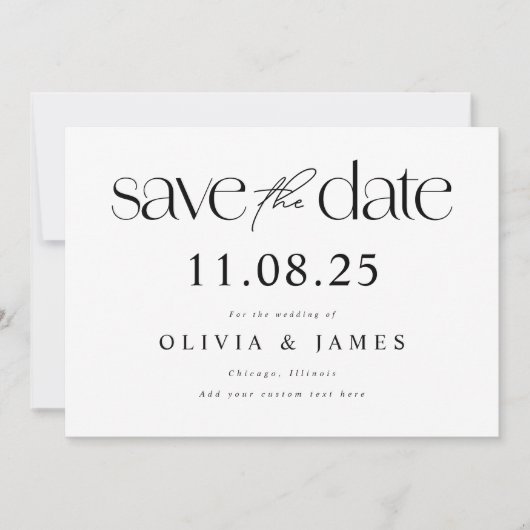 Moderne minimale chique niet-foto bruiloft save the date (Voorkant)