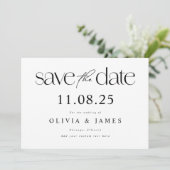 Moderne minimale chique niet-foto bruiloft save the date (Staand voorkant)