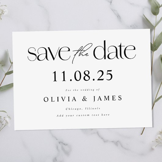 Moderne minimale chique niet-foto bruiloft save the date