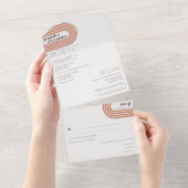 Moderne minimale chique terracotta roest bruiloft all in one uitnodiging (Afscheurbaar)