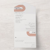 Moderne minimale chique terracotta roest bruiloft all in one uitnodiging (Binnen)