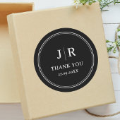 Moderne minimale chique zwart aangepaste bruiloft  ronde sticker