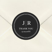 Moderne minimale chique zwart aangepaste bruiloft  ronde sticker