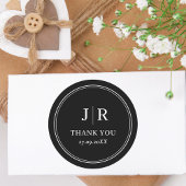 Moderne minimale chique zwart aangepaste bruiloft  ronde sticker