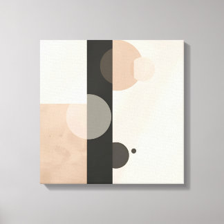 Moderne Minimale Cirkels & Lijnen in Neutrale Tone Canvas Afdruk