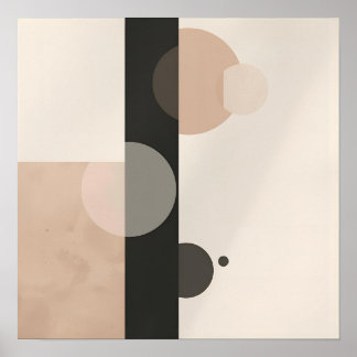 Moderne Minimale Cirkels & Lijnen in Neutrale Tone Poster