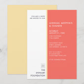 Moderne, minimale Coral Red Gold Business Dinner Kaart (Voorkant / Achterkant)