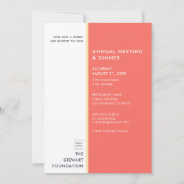 Moderne, minimale Coral Red Gold Business Dinner Kaart