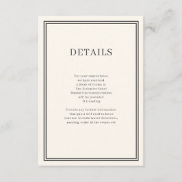 Moderne, minimale crèmekaart informatiekaartje