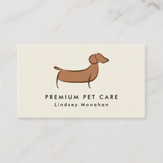 Moderne minimale Dachshund Dog Pet Care Visitekaartje (Voorkant)