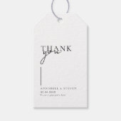 Moderne, minimale, "DANK U" bruiloft Cadeaulabel (Voorkant)