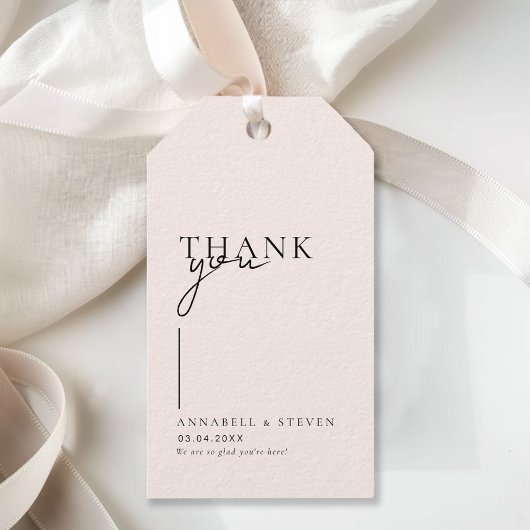 Moderne, minimale, "DANK U" bruiloft Cadeaulabel