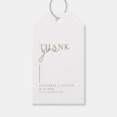 Moderne, minimale, "DANK U" bruiloft Cadeaulabel (Voorkant)