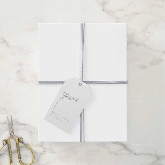 Moderne, minimale, "DANK U" bruiloft Cadeaulabel (Met Touw)
