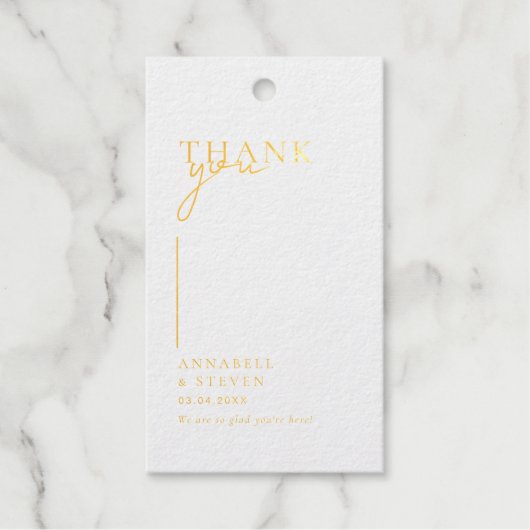 Moderne, minimale, "DANK U" bruiloft Cadeaulabels (Voorkant)