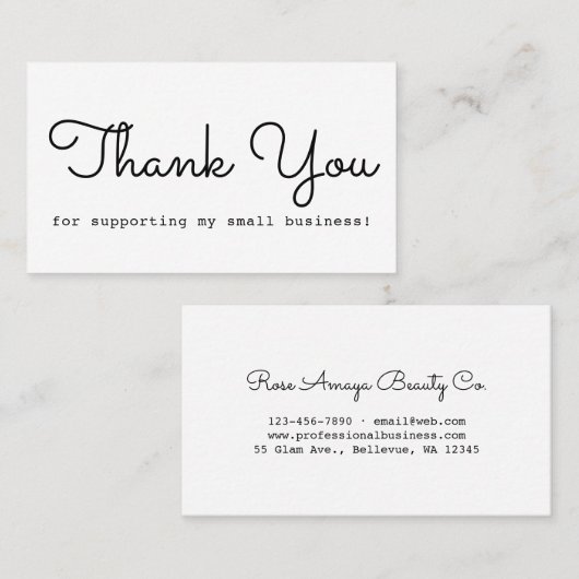 Moderne minimale dank visitekaartje (Voorkant / Achterkant)